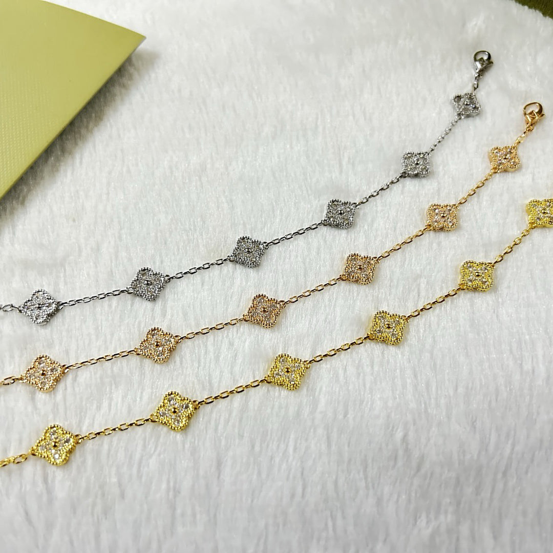 [⭐Glow]CLOVER 6 MOTIF DIAMOND BRACELET