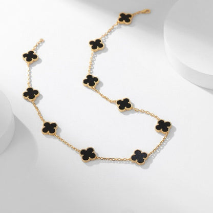 [⭐Glow]CLOVER 10 MOTIFS ONYX NECKLACE