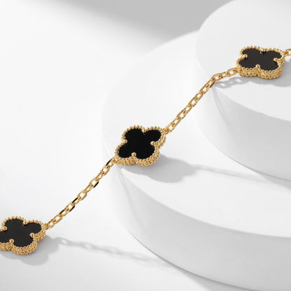 [⭐Glow]CLOVER 10 MOTIFS ONYX NECKLACE