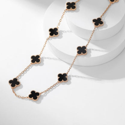 [⭐Glow]CLOVER 10 MOTIFS ONYX NECKLACE