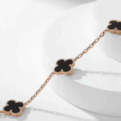 [⭐Glow]CLOVER 10 MOTIFS ONYX NECKLACE