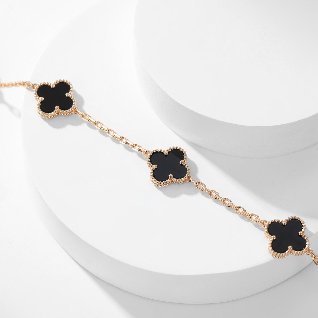 [⭐Glow]CLOVER 10 MOTIFS ONYX NECKLACE