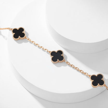 [⭐Glow]CLOVER 10 MOTIFS ONYX NECKLACE
