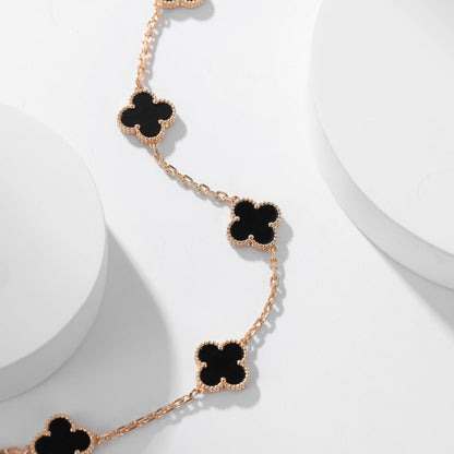 [⭐Glow]CLOVER 10 MOTIFS ONYX NECKLACE