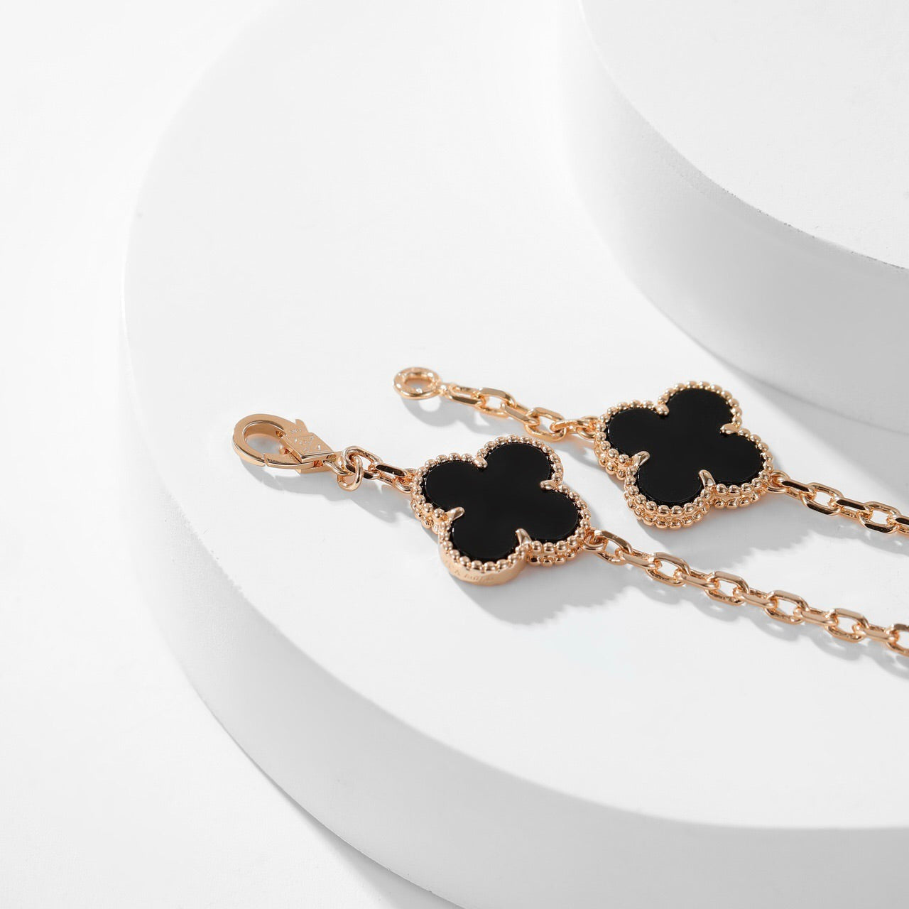 [⭐Glow]CLOVER 10 MOTIFS ONYX NECKLACE