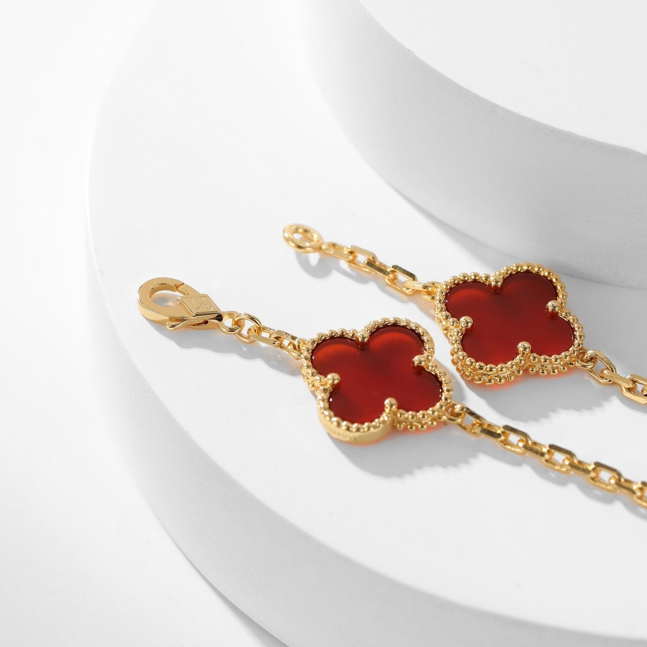 [⭐Glow]CLOVER 10 MOTIFS CARNELIAN NECKLACE