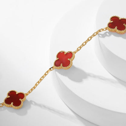 [⭐Glow]CLOVER 10 MOTIFS CARNELIAN NECKLACE