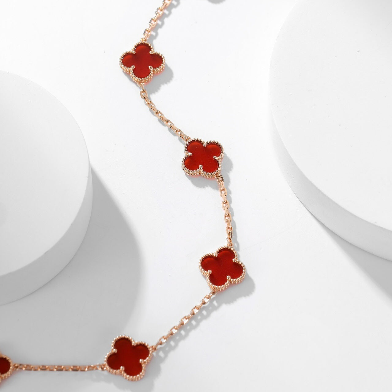 [⭐Glow]CLOVER 10 MOTIFS CARNELIAN NECKLACE