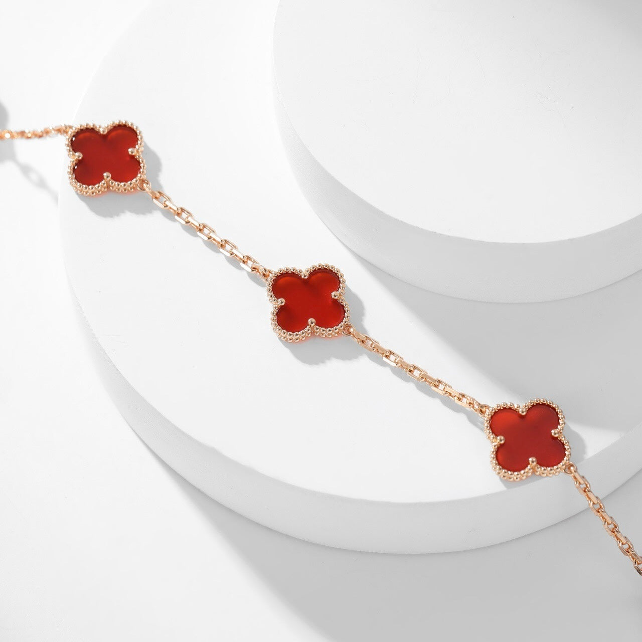 [⭐Glow]CLOVER 10 MOTIFS CARNELIAN NECKLACE