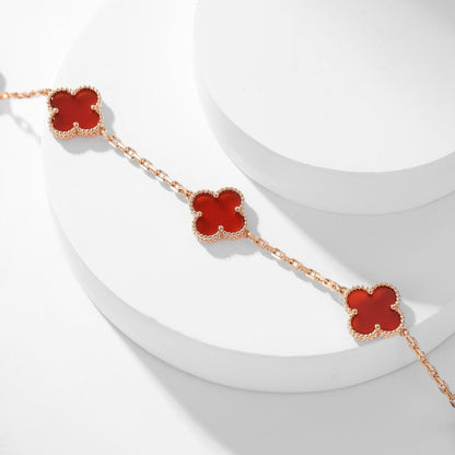 [⭐Glow]CLOVER 10 MOTIFS CARNELIAN NECKLACE
