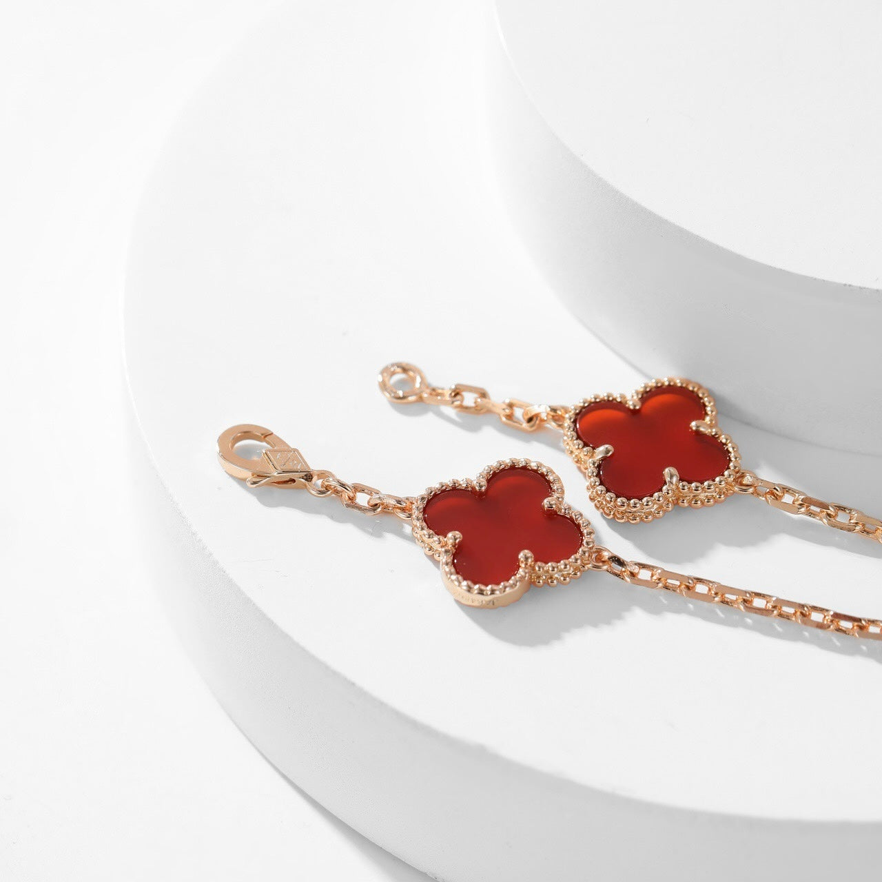 [⭐Glow]CLOVER 10 MOTIFS CARNELIAN NECKLACE