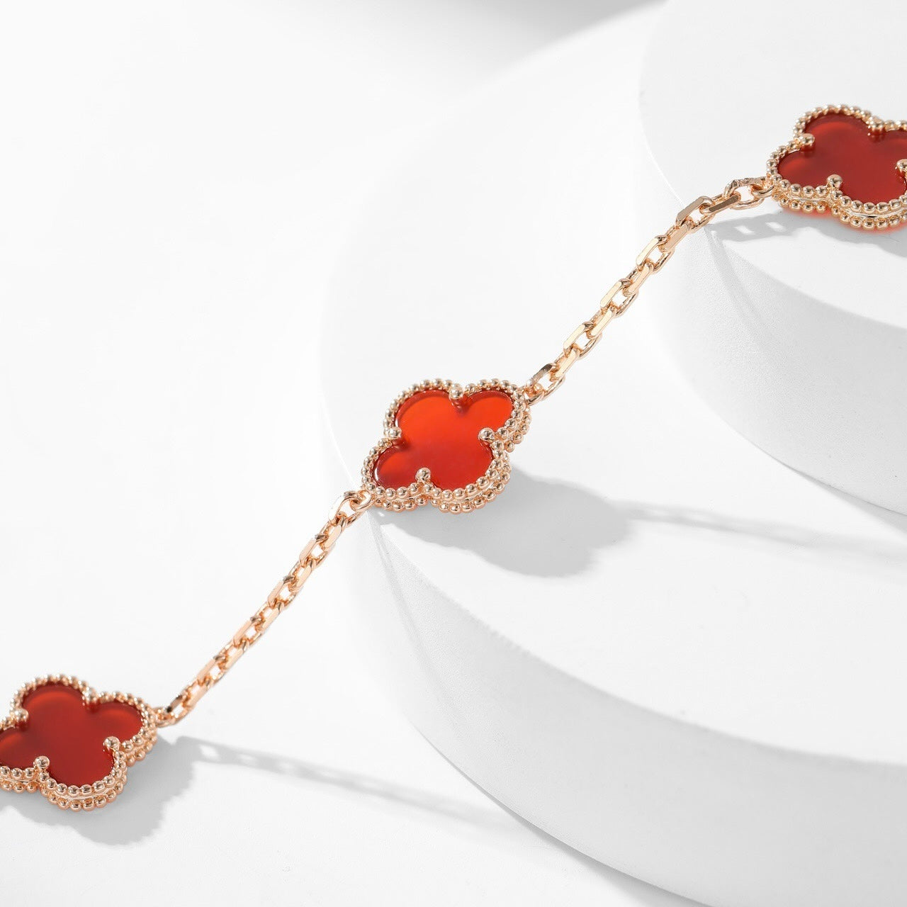 [⭐Glow]CLOVER 10 MOTIFS CARNELIAN NECKLACE