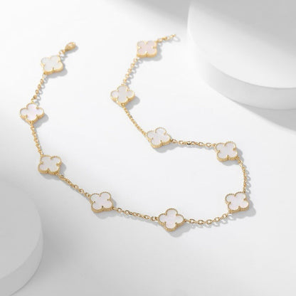 [⭐Glow]CLOVER 10 MOTIFS WHITE MOTHER OF PEARL NECKLACE