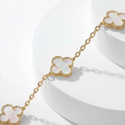 [⭐Glow]CLOVER 10 MOTIFS WHITE MOTHER OF PEARL NECKLACE