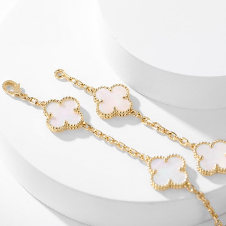 [⭐Glow]CLOVER 10 MOTIFS WHITE MOTHER OF PEARL NECKLACE