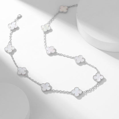 [⭐Glow]CLOVER 10 MOTIFS WHITE MOTHER OF PEARL NECKLACE