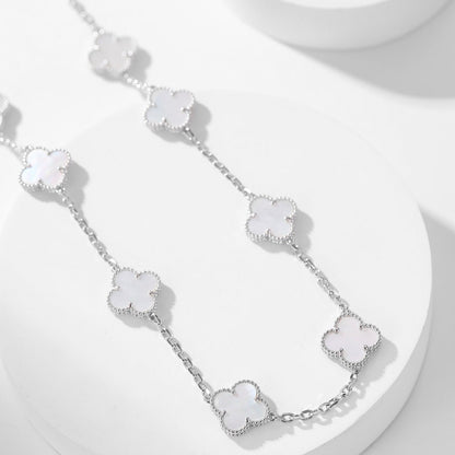 [⭐Glow]CLOVER 10 MOTIFS WHITE MOTHER OF PEARL NECKLACE