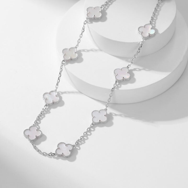 [⭐Glow]CLOVER 10 MOTIFS WHITE MOTHER OF PEARL NECKLACE