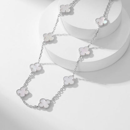 [⭐Glow]CLOVER 10 MOTIFS WHITE MOTHER OF PEARL NECKLACE
