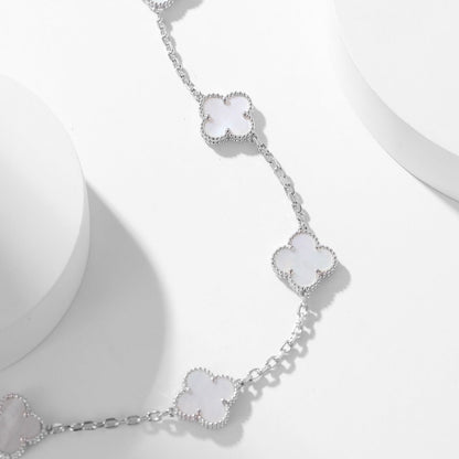 [⭐Glow]CLOVER 10 MOTIFS WHITE MOTHER OF PEARL NECKLACE