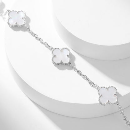 [⭐Glow]CLOVER 10 MOTIFS WHITE MOTHER OF PEARL NECKLACE