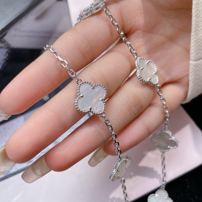 [⭐Glow]CLOVER 10 MOTIFS WHITE MOTHER OF PEARL NECKLACE