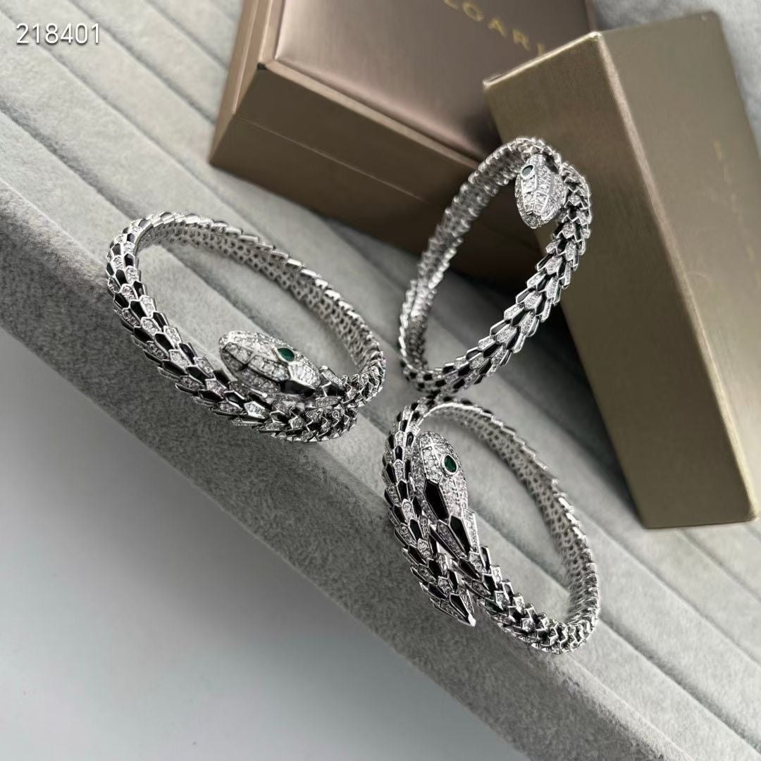 [⭐Glow]NEW OBSIDIAN & DIAMOND SERPENT BRACELET