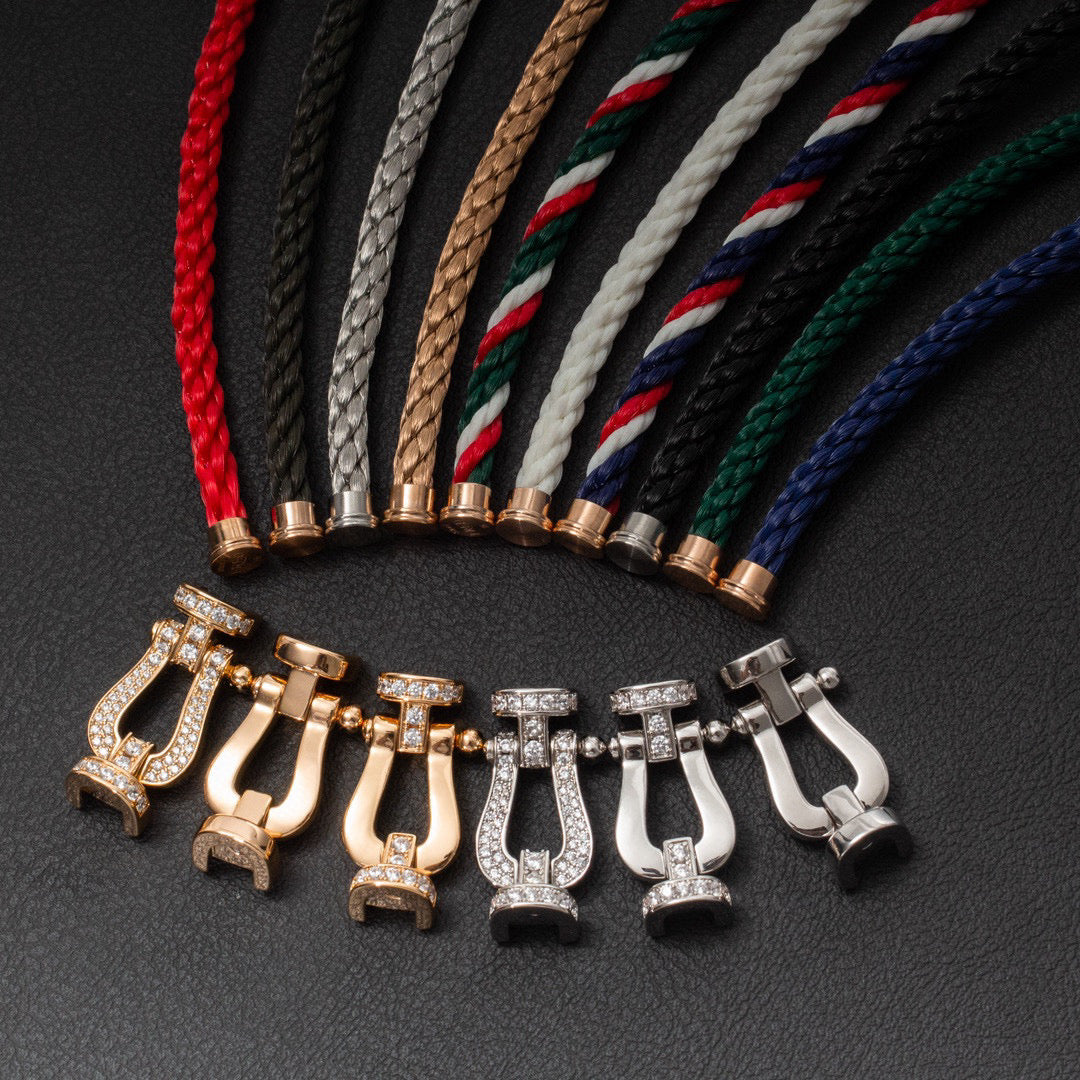 [⭐Glow]FORCE LARGE HORSESHOE HALF DIAMOND BRACELET ROSE GOLD