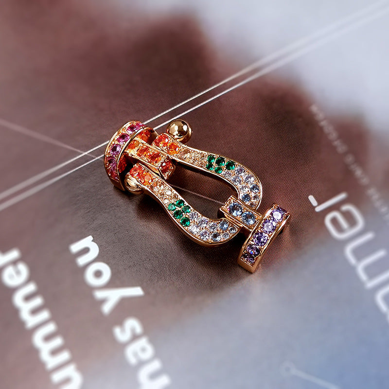 [⭐Glow]FORCE LARGE HORSESHOE  COLORED DIAMOND BRACELET ROSE GOLD