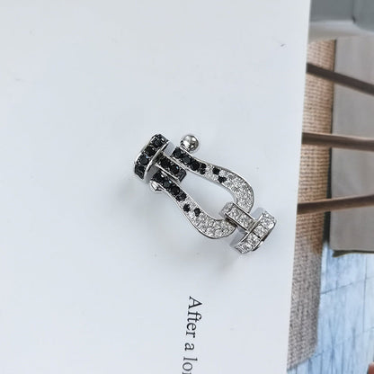 [⭐Glow]FORCE LARGE HORSESHOE BLACK WHITE DIAMOND BRACELET ROSE GOLD