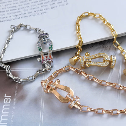 [⭐Glow]FORCE LARGE HORSESHOE CLASP  METAL BRACELET