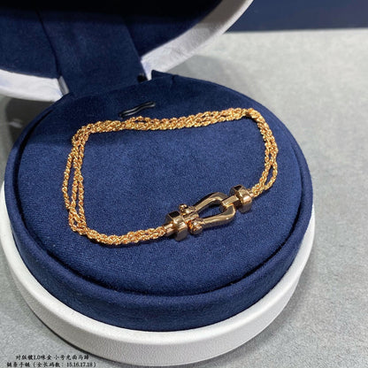 [⭐Glow]FORCE SMALL HORSESHOE  DIAMOND CHAIN ROPE BRACELET