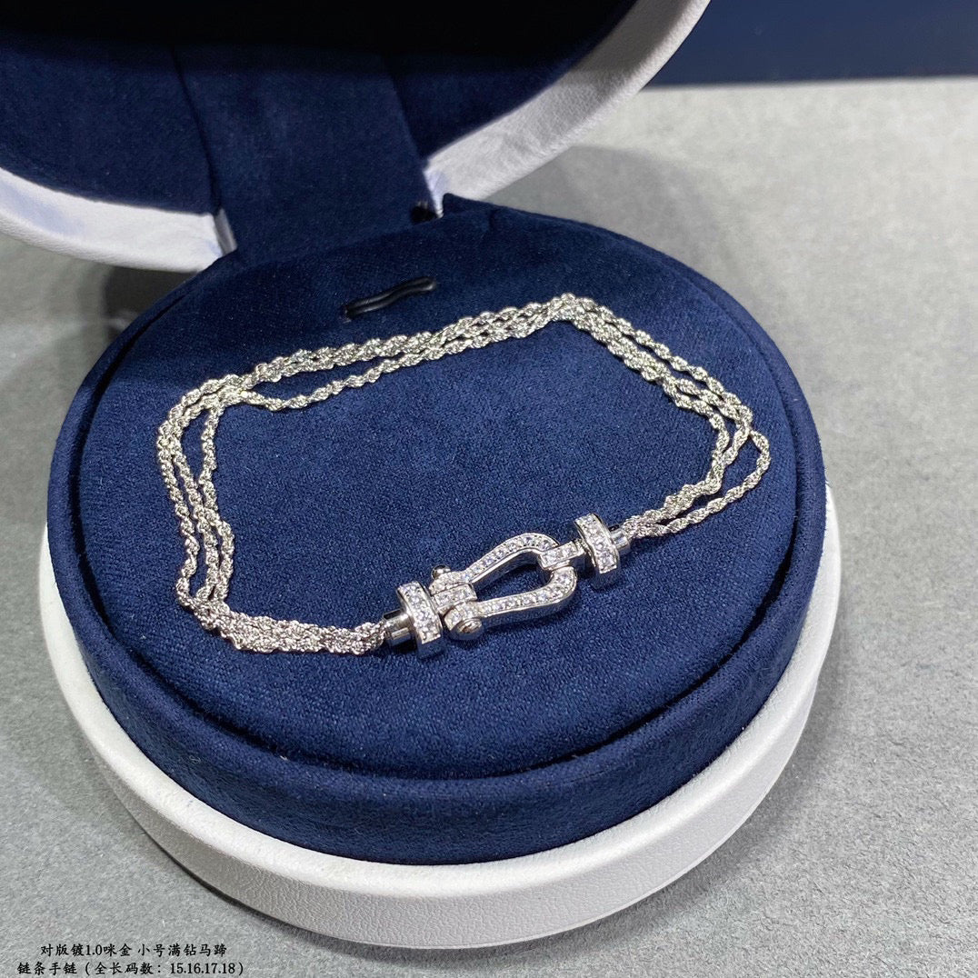 [⭐Glow]FORCE SMALL HORSESHOE  DIAMOND CHAIN ROPE BRACELET