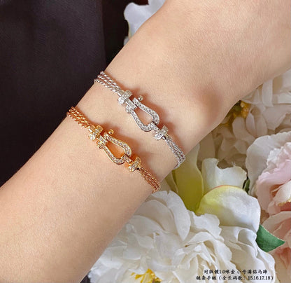 [⭐Glow]FORCE SMALL HORSESHOE  DIAMOND CHAIN ROPE BRACELET