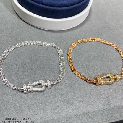 [⭐Glow]FORCE SMALL HORSESHOE  DIAMOND CHAIN ROPE BRACELET