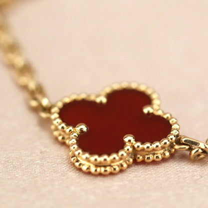 [⭐Glow] CLOVER 5 MOTIF RED CORNELIAN BRACELET COLLECTION