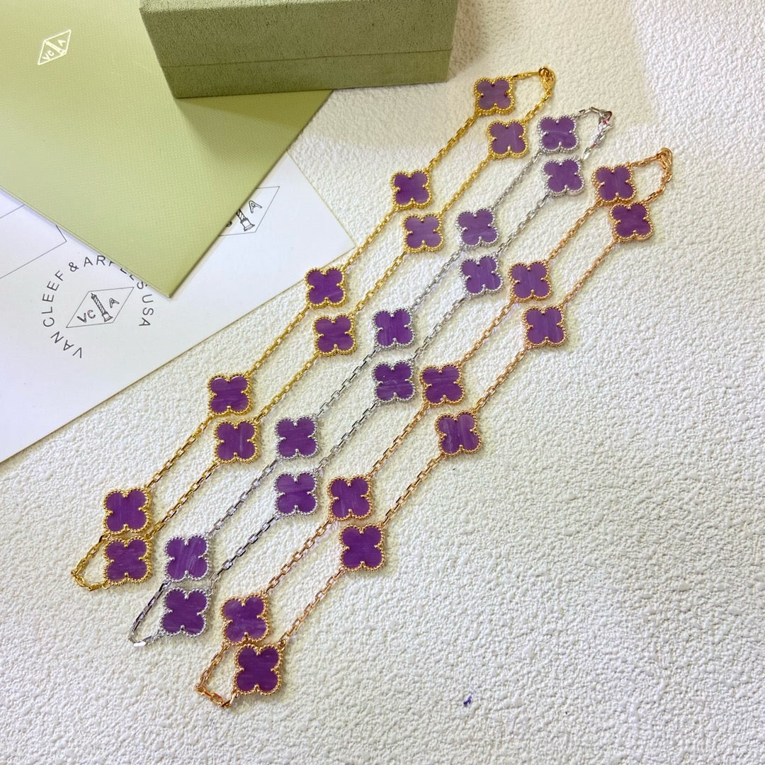 [⭐Glow Jewelry]CLOVER 10 MOTIFS  PURPLE VIOLET  NECKLACE
