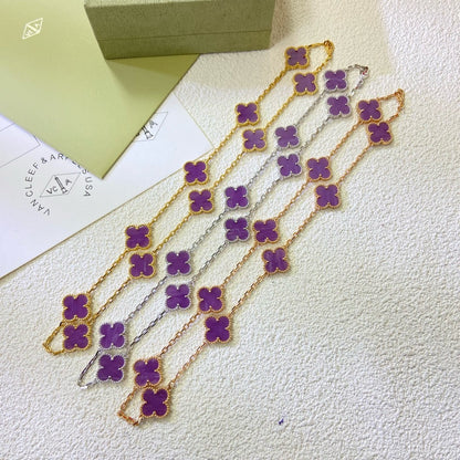 [⭐Glow Jewelry]CLOVER 10 MOTIFS  PURPLE VIOLET  NECKLACE