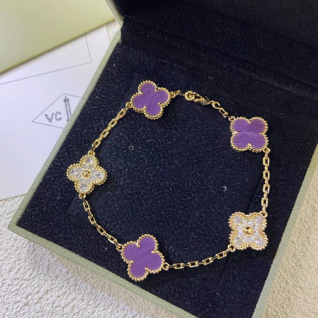 [⭐Glow] CLOVER 5 MOTIF VIOLET BRACELET COLLECTION