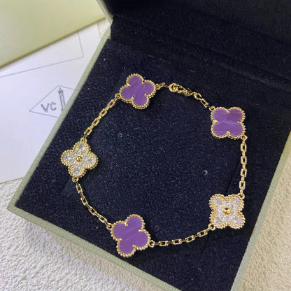 [⭐Glow] CLOVER 5 MOTIF VIOLET BRACELET COLLECTION