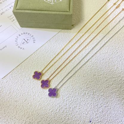 [⭐Glow Jewelry]CLOVER 15MM  PURPLE VIOLET NECKLACE