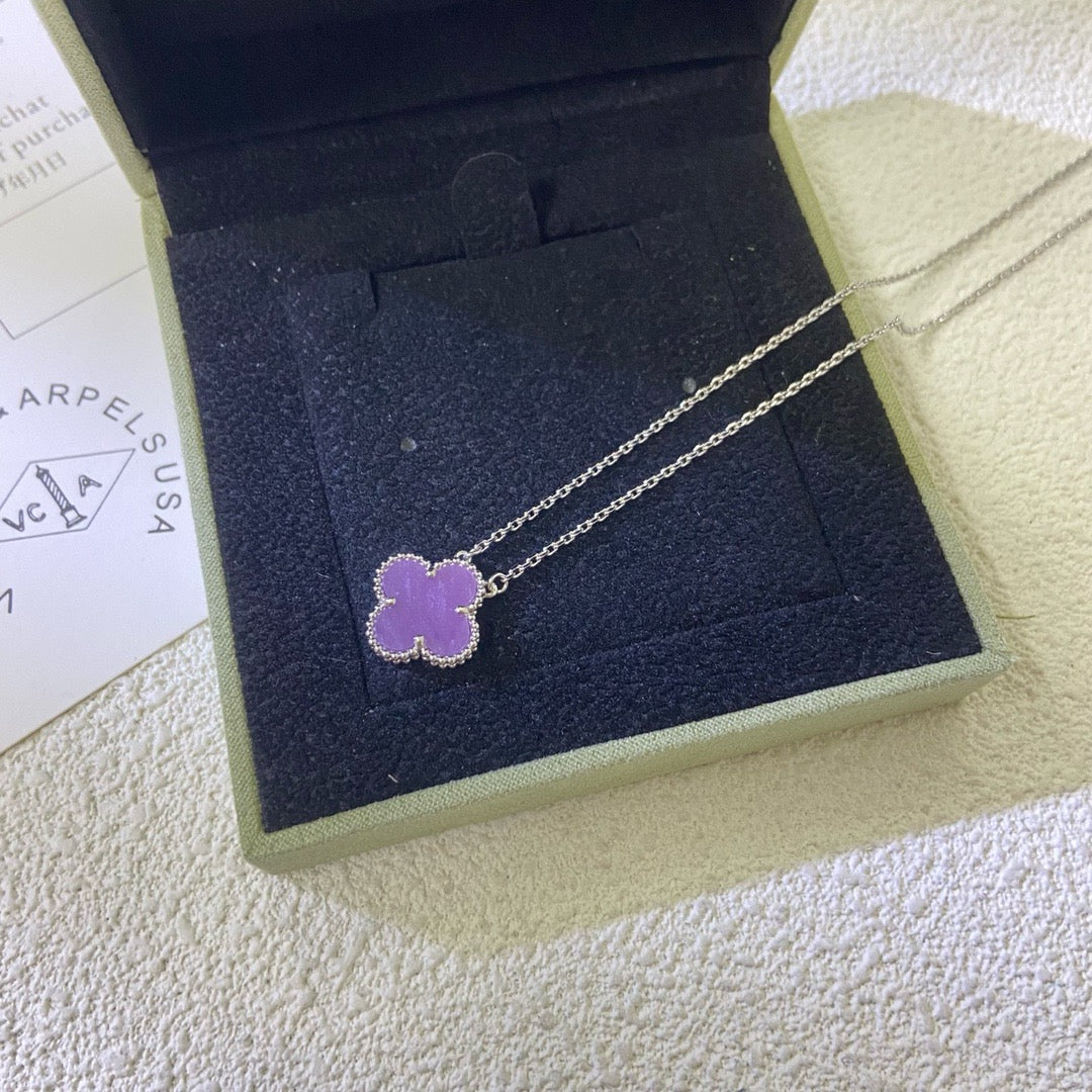 [⭐Glow Jewelry]CLOVER 15MM  PURPLE VIOLET NECKLACE