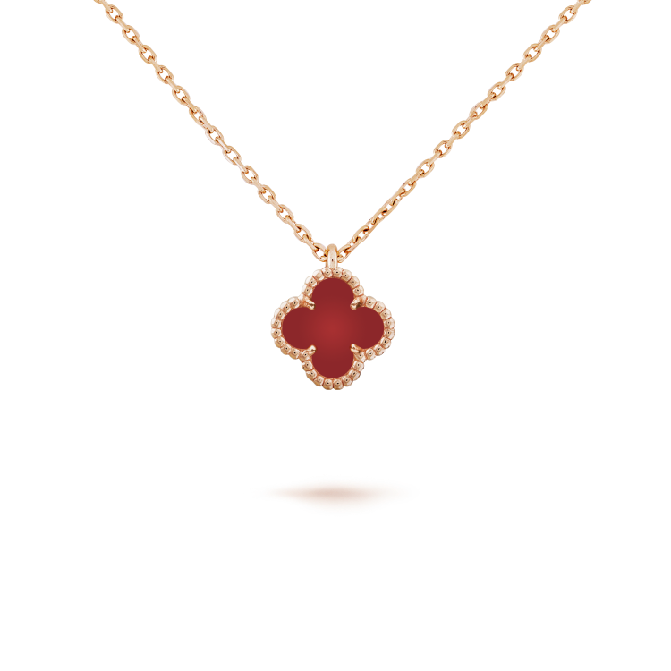 [⭐Glow]CLOVER MINI 9.5MM WHITE CARNELIANS NECKLACE