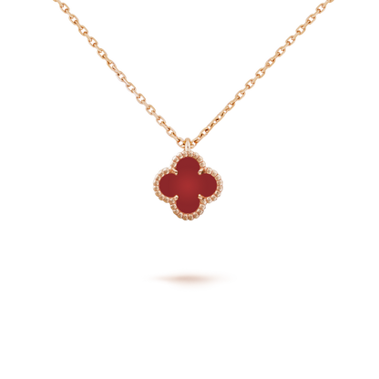 [⭐Glow]CLOVER MINI 9.5MM WHITE CARNELIANS NECKLACE