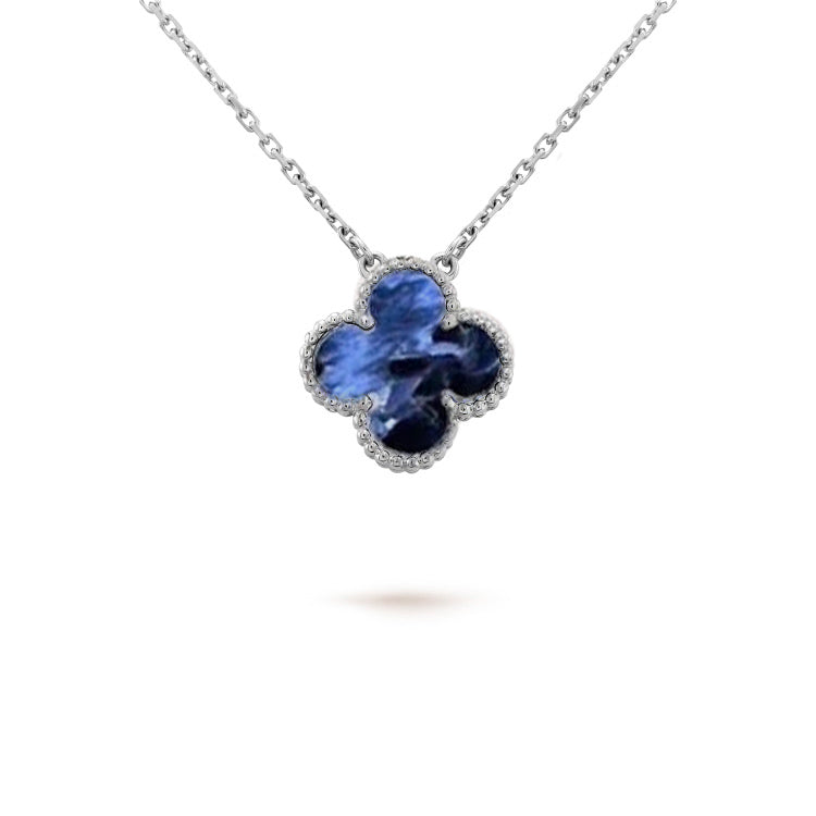 [⭐Glow]CLOVER 15MM PIETERSITE NECKLACE SILVER