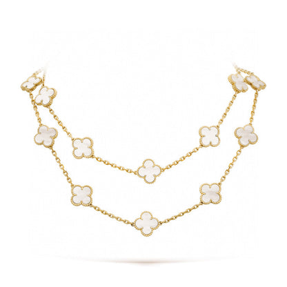 [⭐Glow]CLOVER 20 MOTIFS WHITE MOP NECKLACE