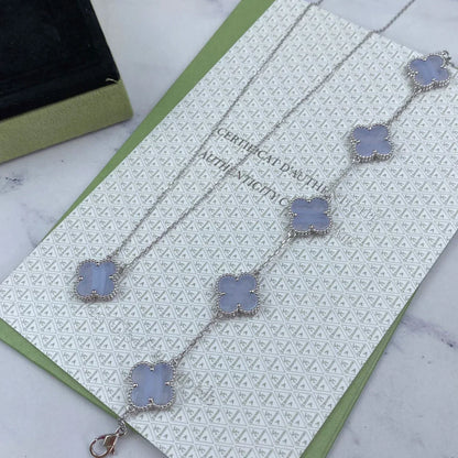 [⭐Glow] CLOVER 5 MOTIF PURPLE CHALCEDONY BRACELET COLLECTION