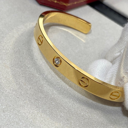 [⭐Glow]LOVE BRACELET 6.1MM 1 DIAMOND OPEN CUFF