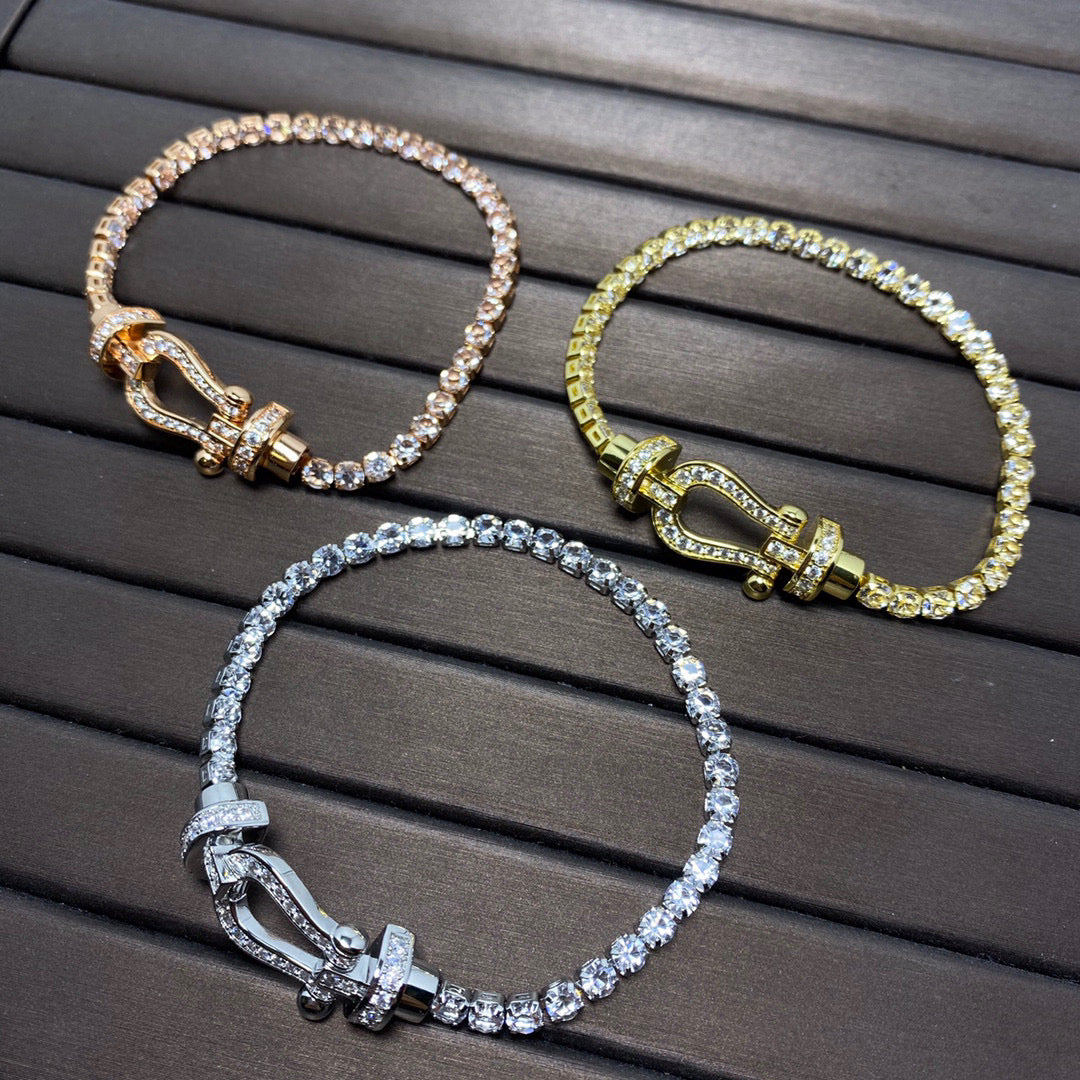 [⭐Glow]FORCE  LARGE HORSESHOE FULL DIAMOND TENNIS BRACELET