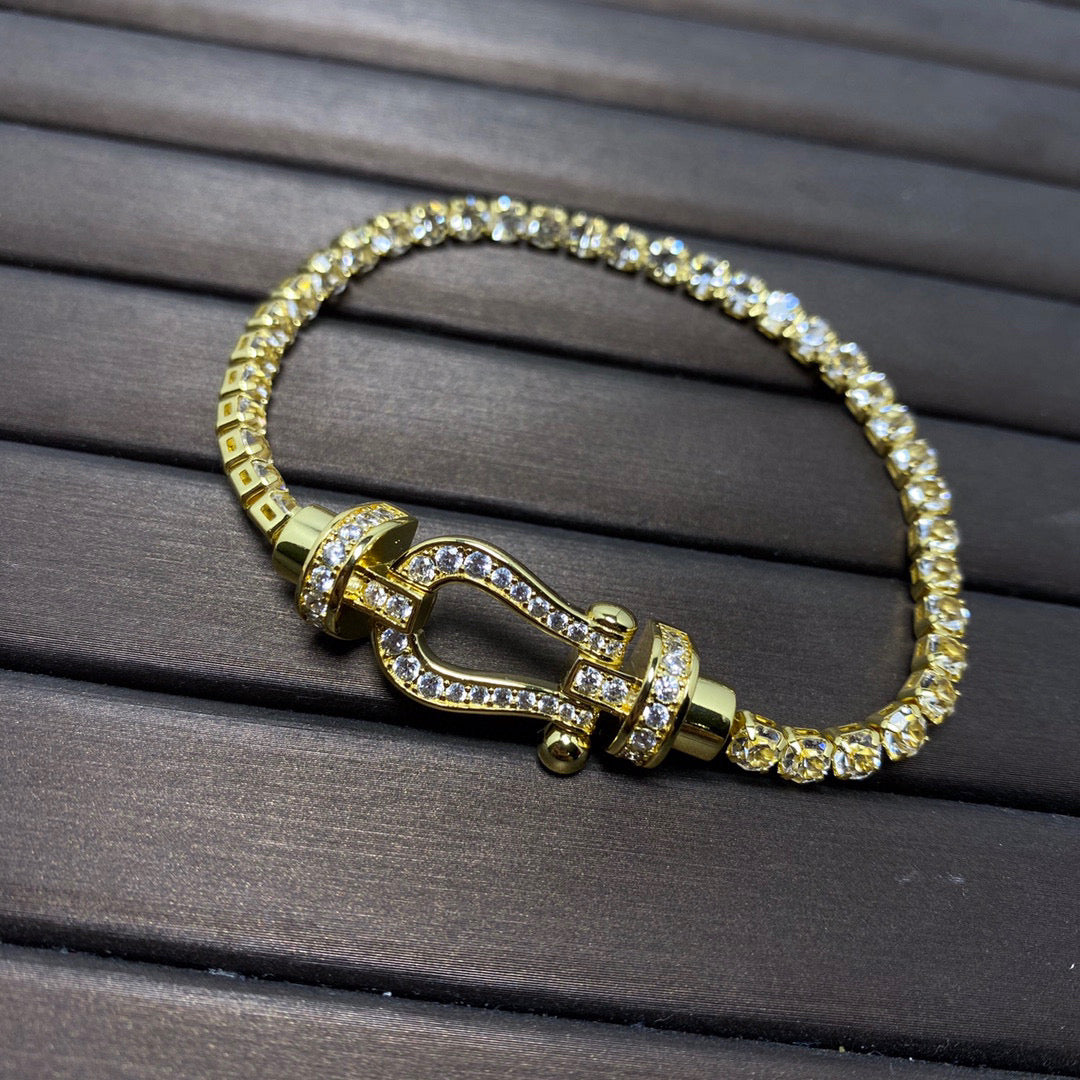 [⭐Glow]FORCE  LARGE HORSESHOE FULL DIAMOND TENNIS BRACELET